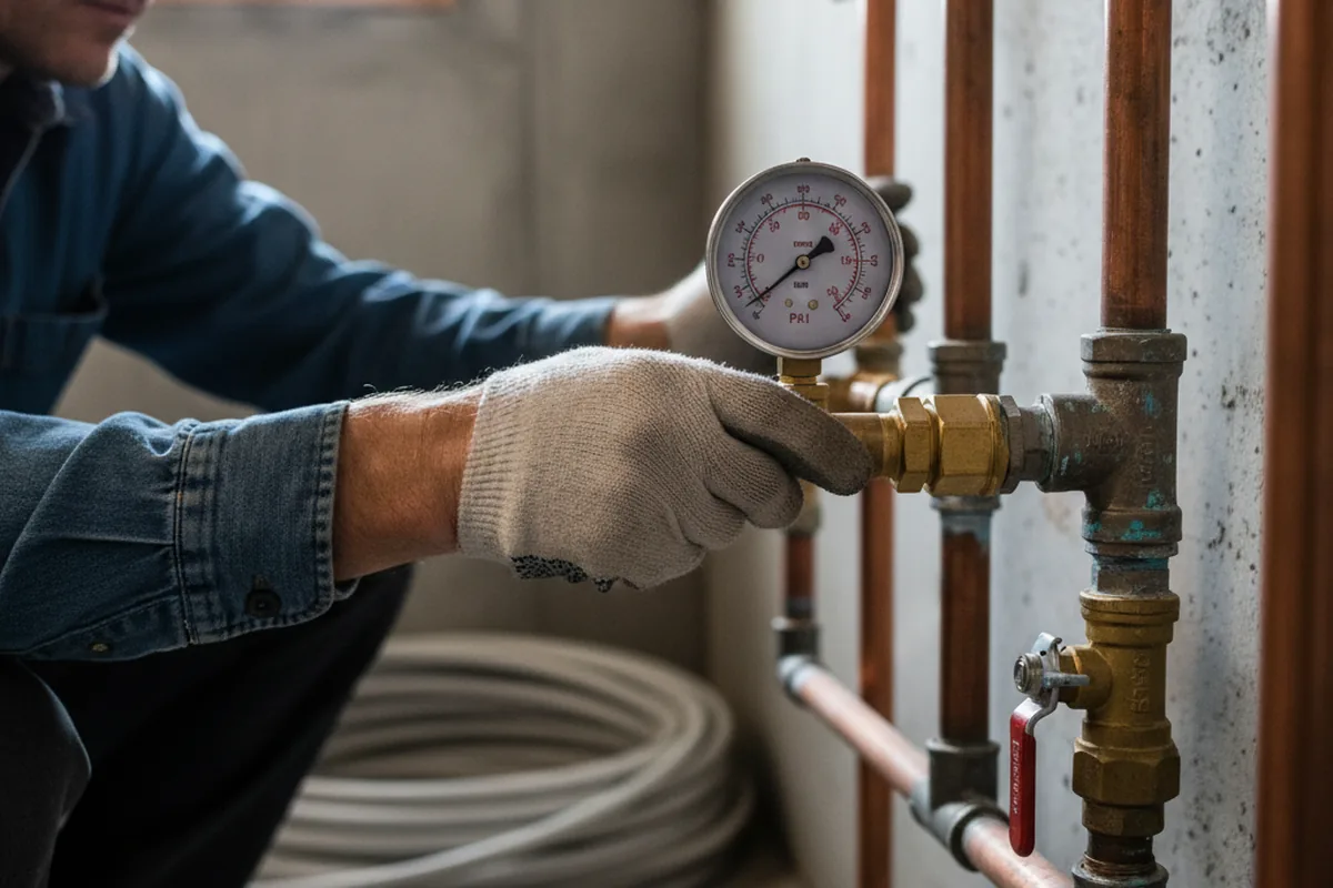 Pressure testing a repaired line during Water Line Repair in Enid